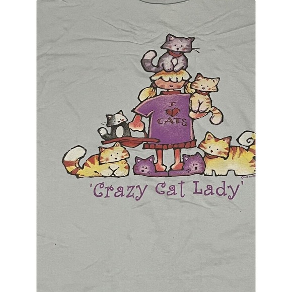 Toast and Jammies Crazy Cat Lady One Size Plus? Sleep Shirt Blue I ❤️ Cats - Picture 2 of 6